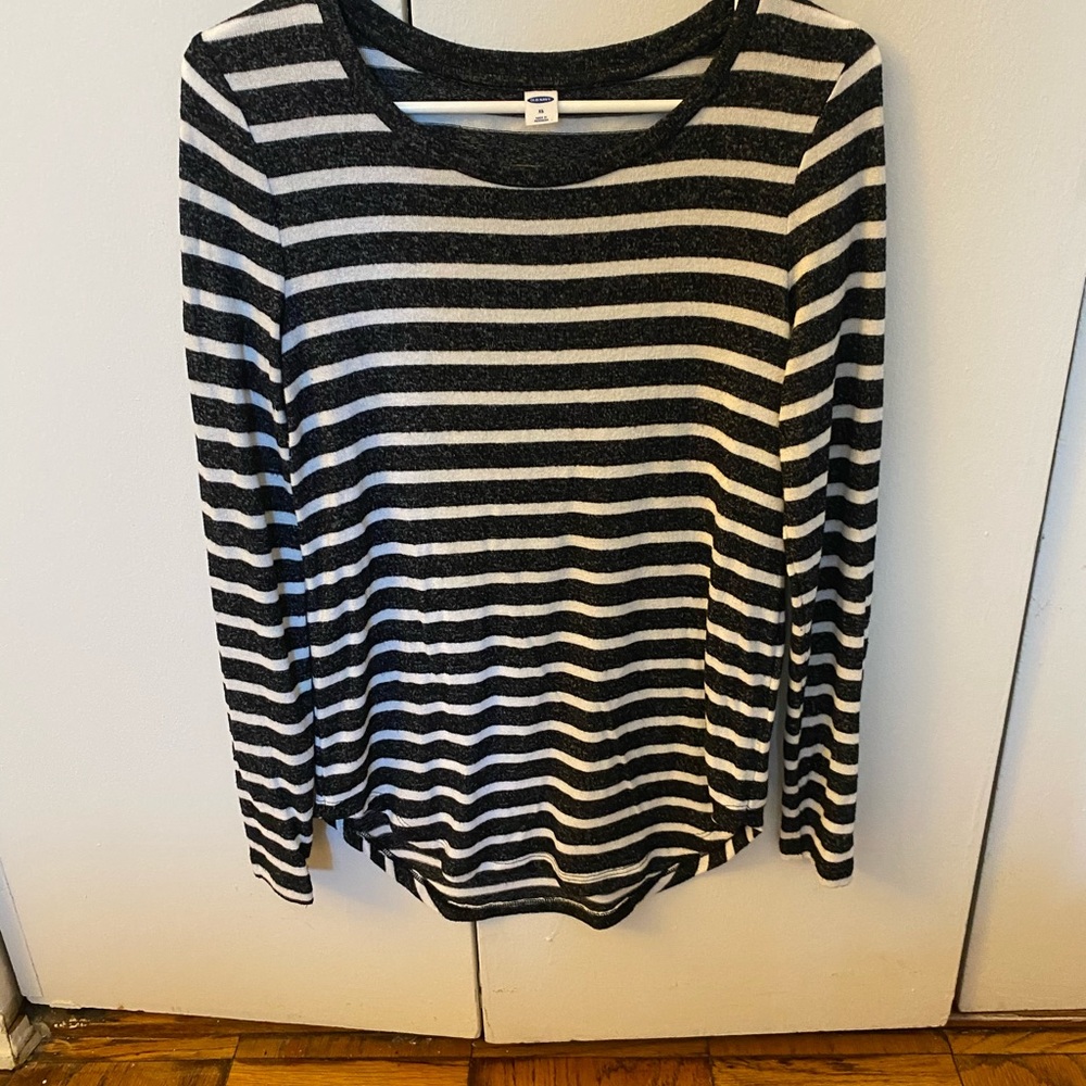 Gray and white striped sweater
